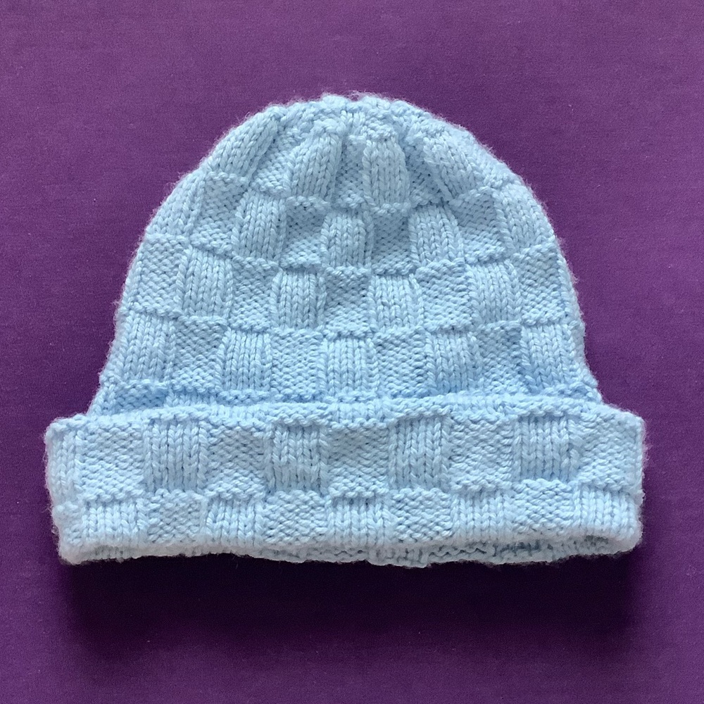 checkered knit beanie